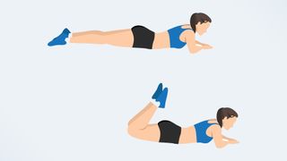 an illo of a woman doing bodyweight hamstring curls
