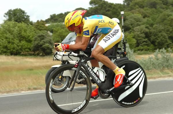 Alberto Contador (Astana) lost the overall lead of the Dauphine in the 49km time trial.