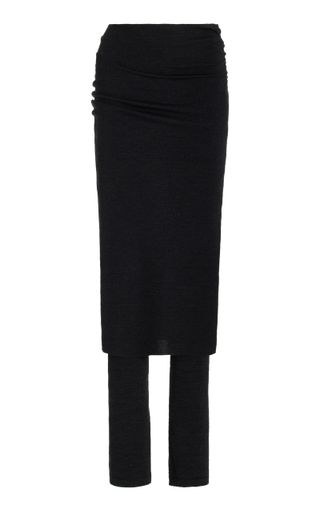 Skirt-Paneled Merino Wool Pants