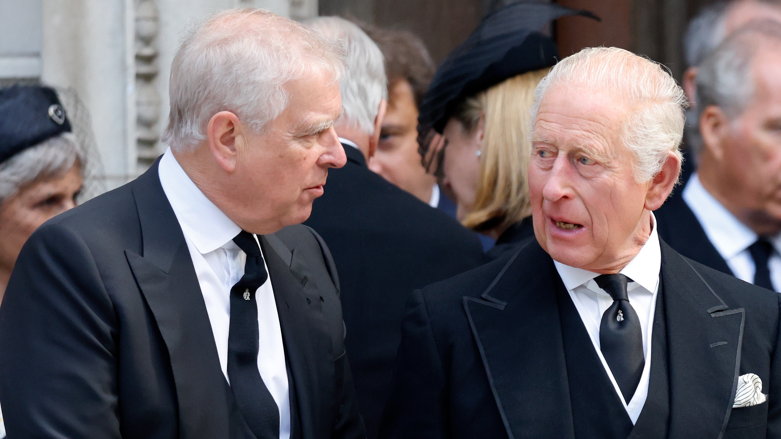 Prince Andrew and King Charles III attend Katharine, Duchess of Kent&#039;s Requiem Mass service at Westminster Cathedral on September 16, 2025
