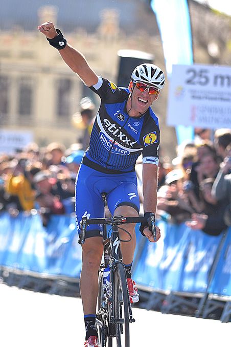Stijn Vandenbergh punches the air in delight
