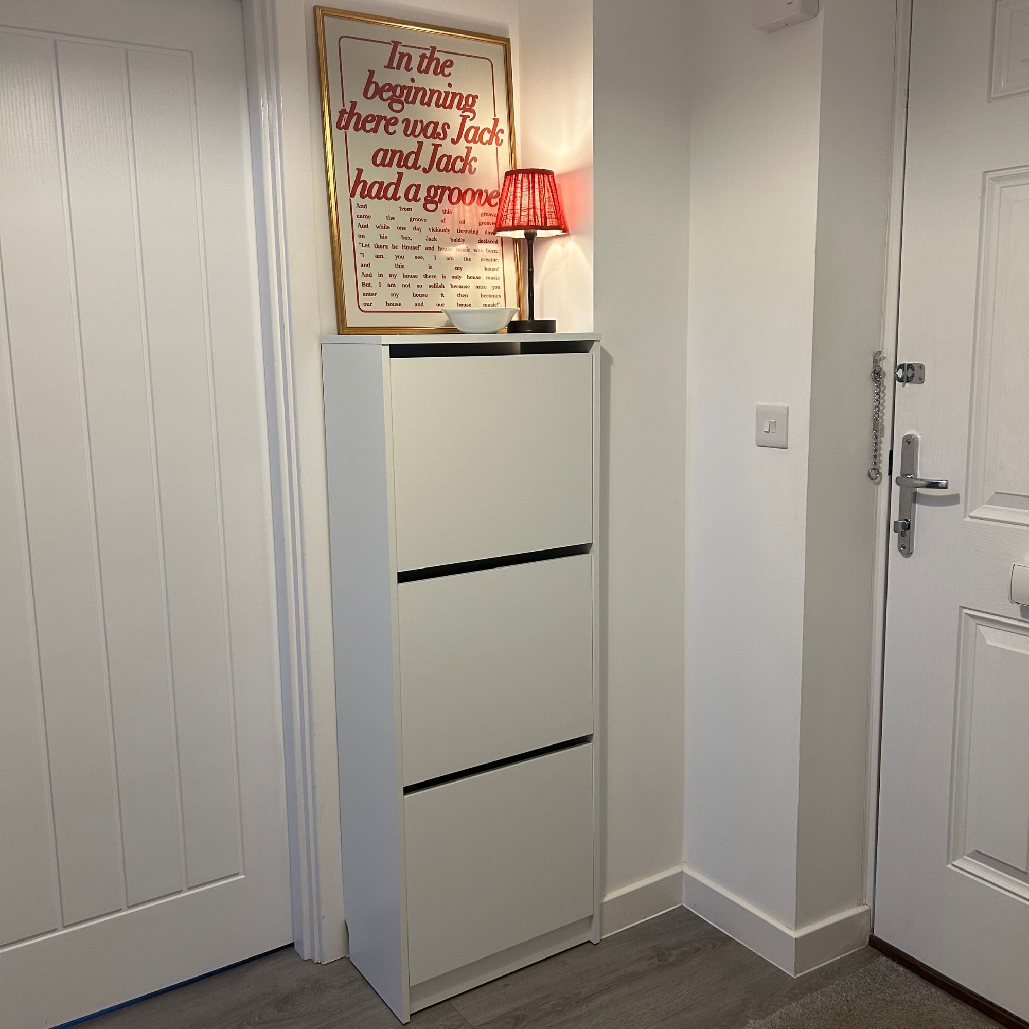 IKEA shoe storage unit in a hallway