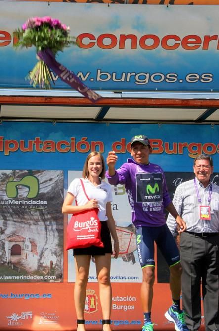 Nairo Quintana (Movistar Team) propels a bouquet, now with the purple jersey as leader of the race