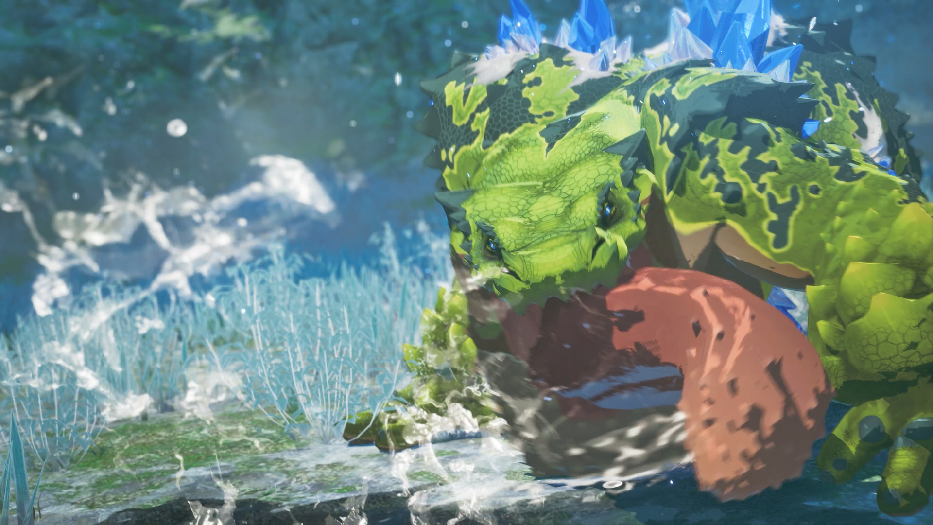 Promotional screenshot of a Feral Chatacabra in Monster Hunter Stories 3: Twisted Reflection.