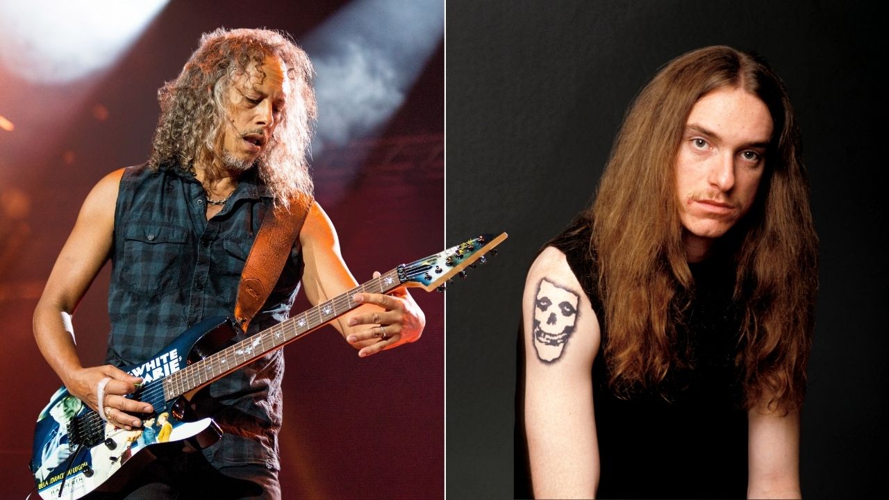 Kirk Hammett of Metallica performing at Bergenhus Fortress on August 20, 2015 in Bergen, Norway. Photo of Cliff BURTON and METALLICA; Cliff Burton, posed, studio