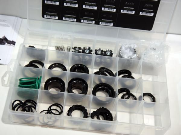 Cane Creek says shops can create 11 different types of 1" or 1 1/8" headsets with just 18 different parts, making for easier stocking of spares and better service for consumers who might not have to wait as long for replacement parts.