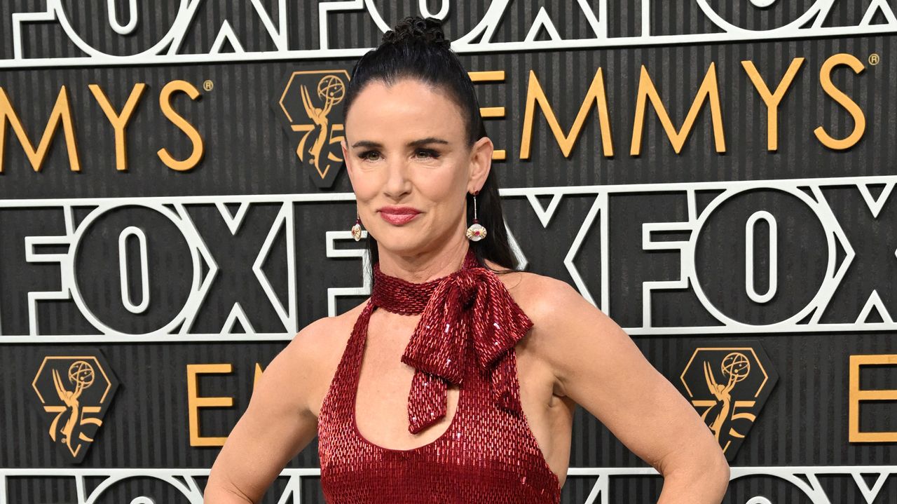 Juliette Lewis arrives for the 75th Emmy Awards.