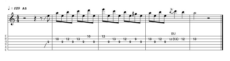 Here we're using the 5th degree (E) as a pivot, ascending through various degrees of A minor scale but always returning to the E 'pedal-tone' after each new note.