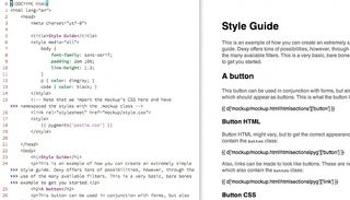 The style guide itself in this case is an HTML document sprinkled with Jinja templates, allowing for automatic updates