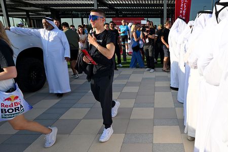 UAE Tour: Remco Evenepoel prepares to speak to the press pre-race