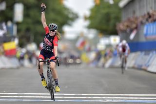 Emma White (USA) places second in the Junior Womens Road Race at the 2015 UCI World Championships