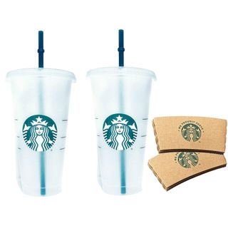 Starbucks Reusable Venti Frosted Ice Cold Drink Cup Bundle