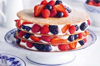 Berry brandy snap layer cake