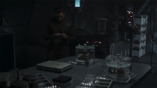 Elia Kane in an imperial lab in The Mandalorian Season 3 Episode 3.