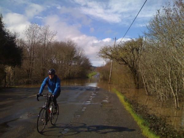 Seriously wet road riding in Sonoma County, California