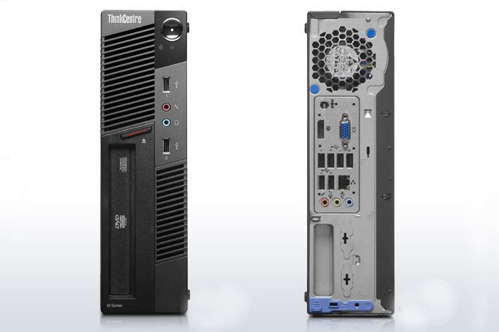 The front and rear of the Lenovo ThinkCentre M90p