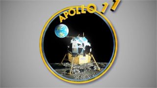 In Neil Smith's animated version of the Apollo 11 patch, the Eagle lunar module appears before the iconic emblem's bird.