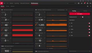 AMD Radeon Software system monitoring tab