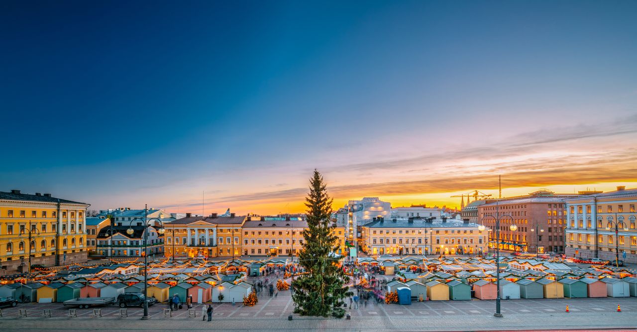 A Christmas market in Helsinki.