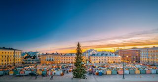 A Christmas market in Helsinki.