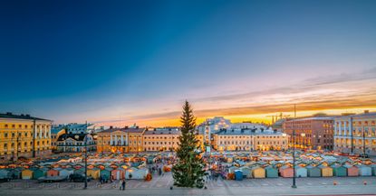 A Christmas market in Helsinki.