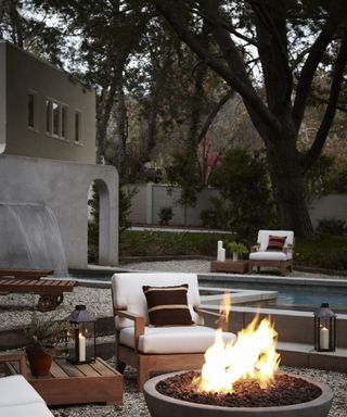 Fire pit on patio