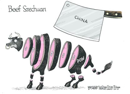 Editorial Cartoon U.S. China Dow