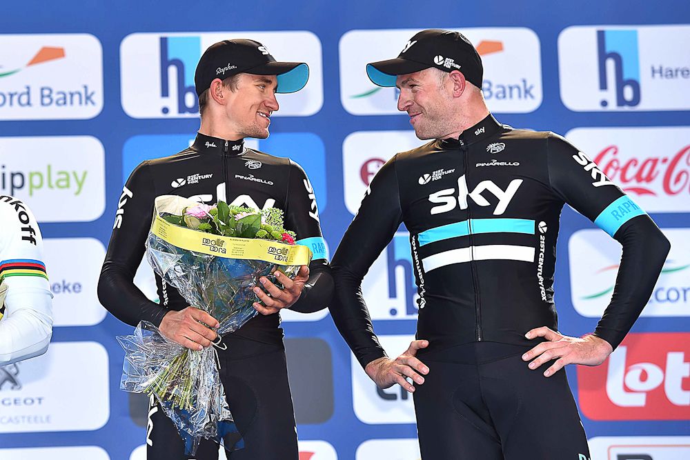 Kwiatkowski and Stannard on the E3 Harelbeke podium
