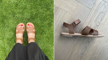 Two images of Sorel Ella sandals