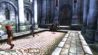 A brawl on the streets of the Imperial City in The Elder Scrolls IV: Oblivion's gang war mod.