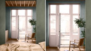 French doors painted in Dulux colour of the year 2024