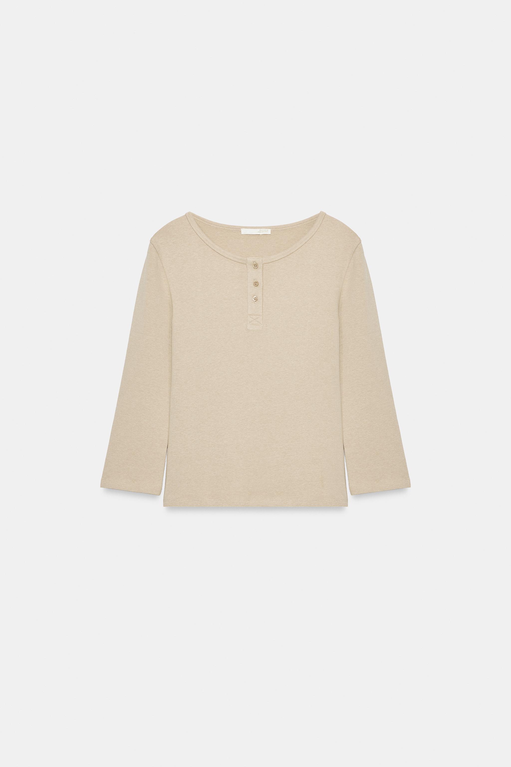 Henley T-Shirt - Beige - S