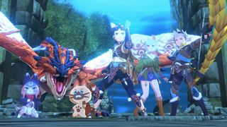 Trailer screenshot of the heroes of Monster Hunter-Stories 2: Wings of Ruin