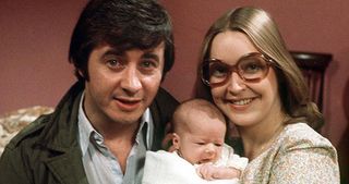In 1977 with then-husband Ray Langton and their baby Tracy