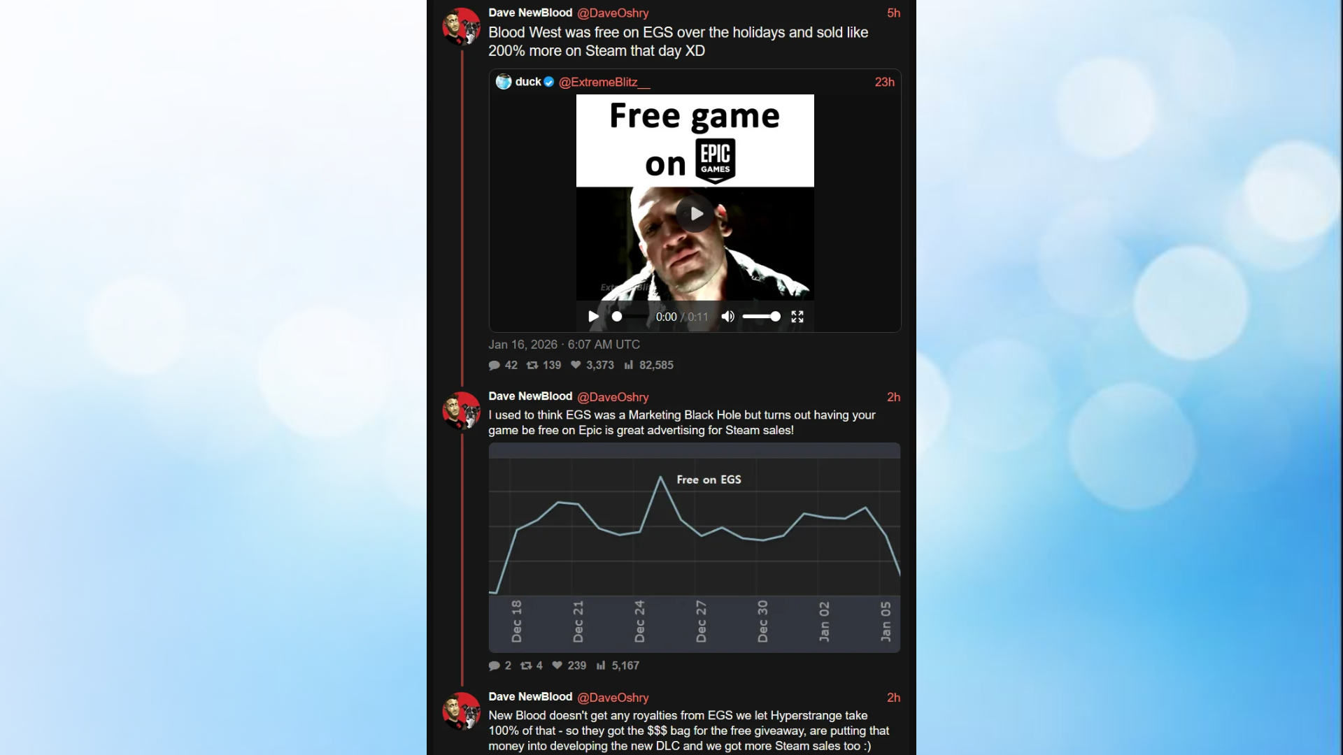 Screenshot of DaveOshry post