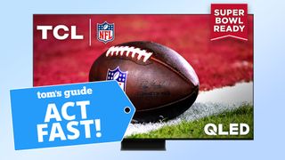 TCL Q8 4K TV with a football on screen