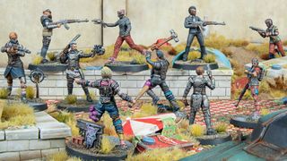 Fallout Factions models arranged on a post-apocalyptic board