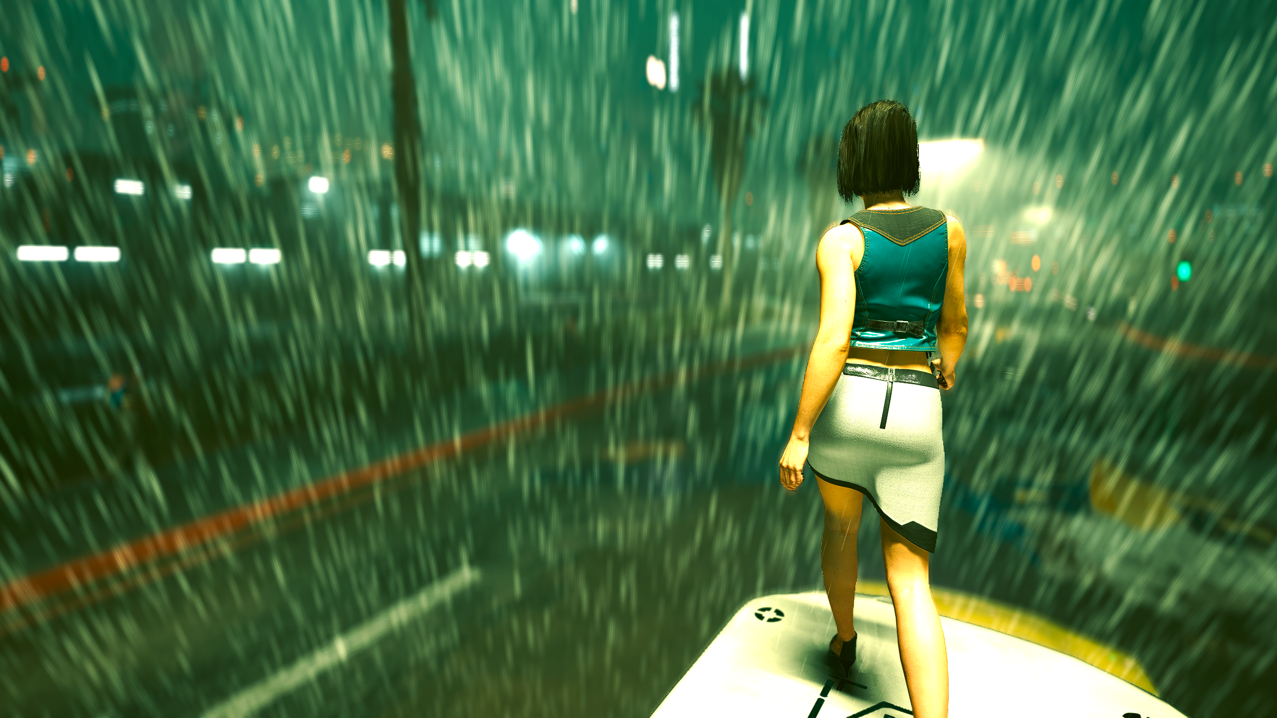 Screenshot of female V in Cyberpunk 2077