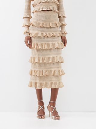 Matchmaker Ruffled Lurex Midi Skirt