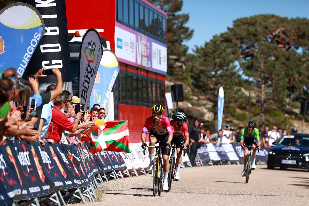 Final sprint to the line for Primož Roglič (Jumbo-Visma), Adam Yates (UAE Team Emirates) and Aleksandr Vlasov (Bora-Hansgrohe)