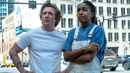 jeremy allen white as carmy and ayo edebiri as sydney in the bear episode 201