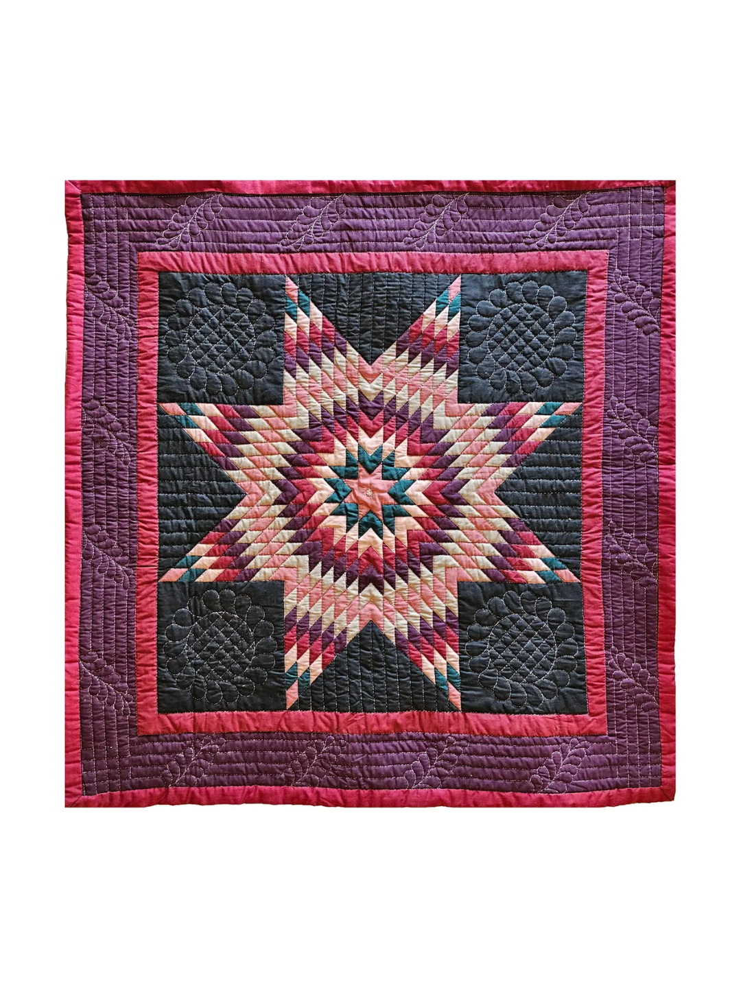 Vintage Hand-Stitched and Hand-Quilted Lone Star Crib Quilt