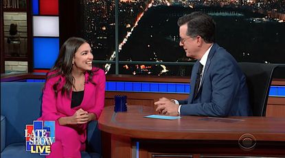 Stephen Colbert and Alexandria Ocasio-Cortez on the 1st Democratic debate