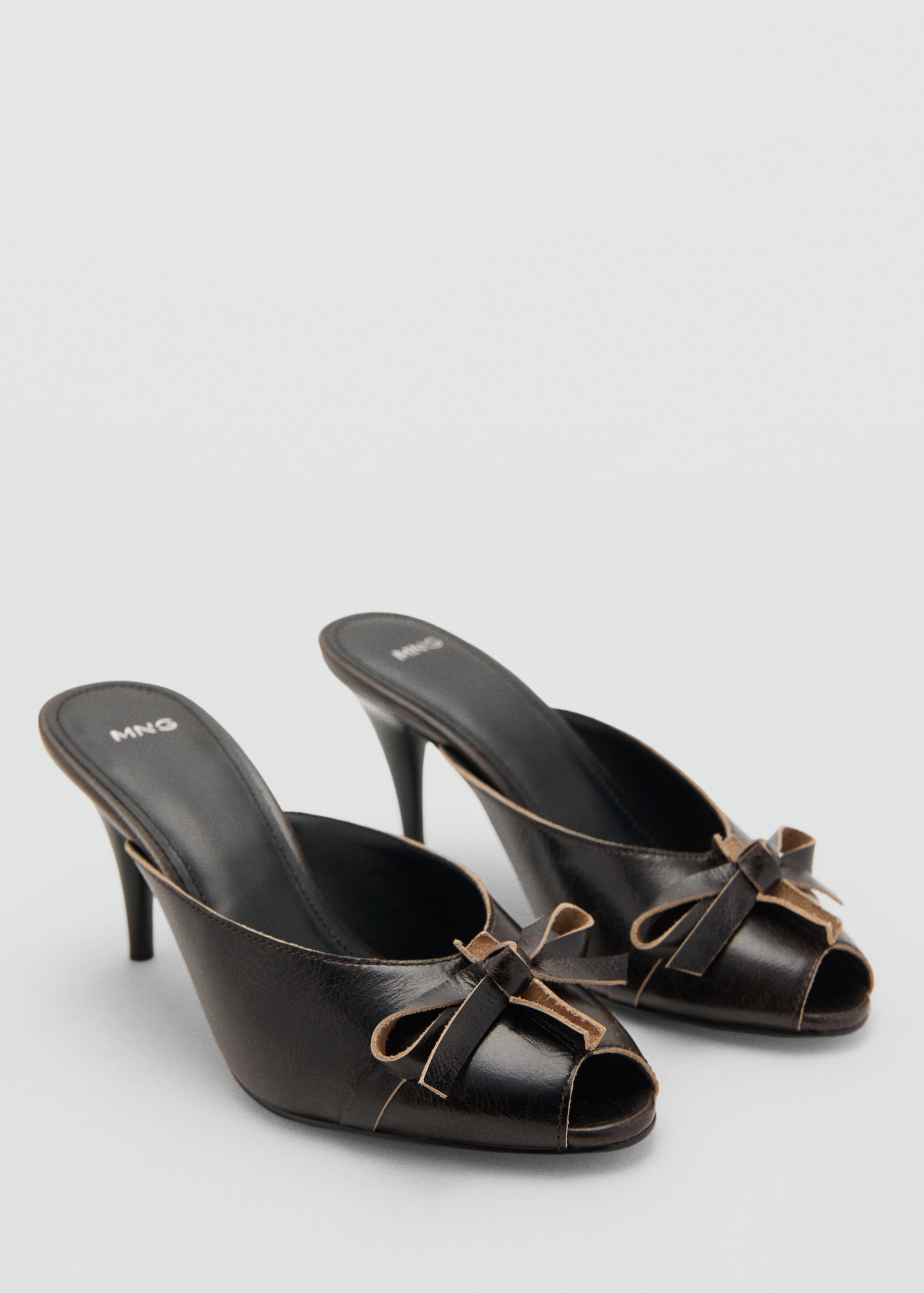 Leather High-Heeled Sandals With Bow - Women | Mango United Kingdom