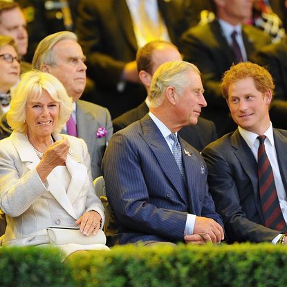 LONDON, ENGLAND - SEPTEMBER 10: Prince William, Duke of Cambridge, Camilla, Duchess of Cornwall, Prince Charles, Prince of Wales and Prince Harry attend the Opening Ceremony of the Invictus Games at Olympic Park on September 10, 2014 in London, England. (Photo by Dave J Hogan/Getty Images for Invictus Games)