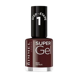 A press shot of Rimmel London Super Gel Nail Polish in 43 Venus on a white background