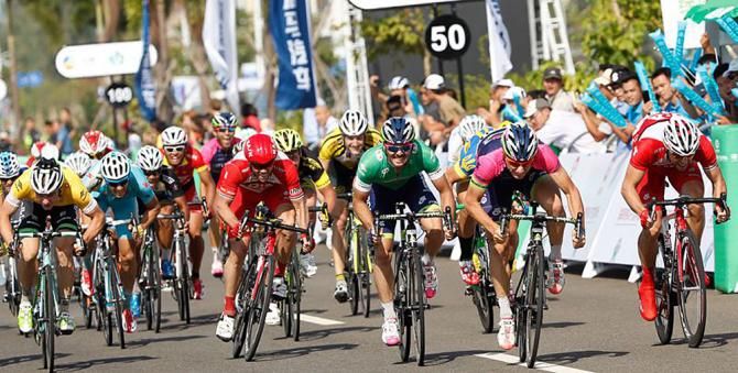 Niccol&ograve; Bonifazio (Lampre-Merida) crosses the line first to win stage 2 at Tour of Hainan