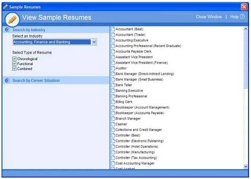 Resume Maker Professional Ultimate Screenshot: Sample 1,000+ professionally-written sample
resumes &amp; letters, written by certified
career counselors.