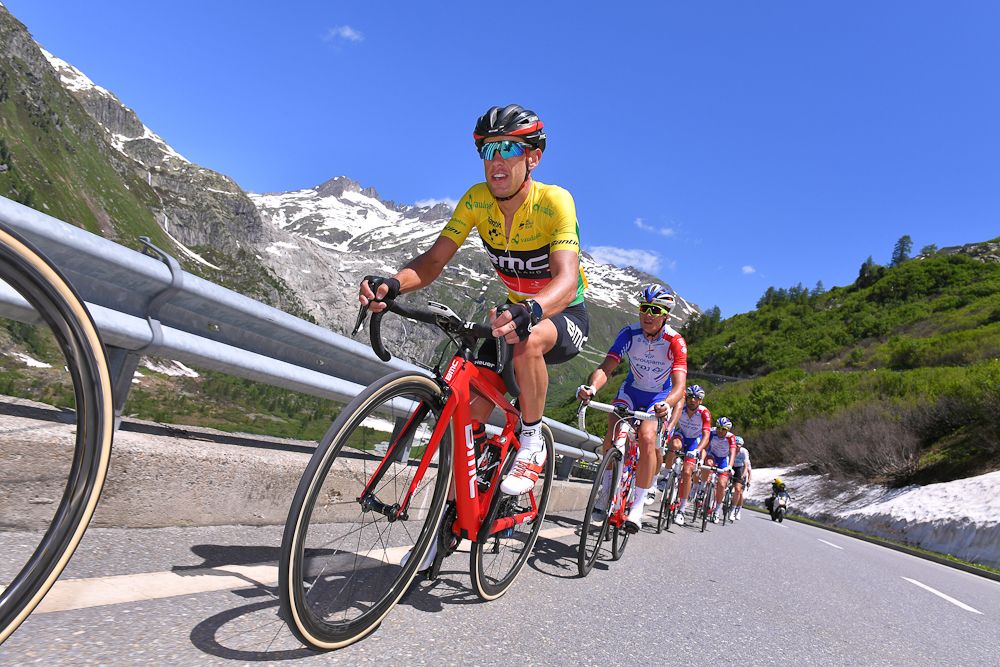 Richie Porte in yellow during stage 6 at Tour de Suisse