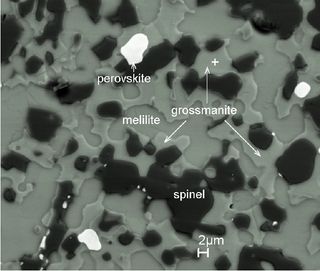 Spinel seen in a sample from the Allende meteorite.